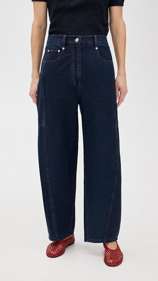 Tibi Petite Indigo Barre Denim Knit Sid Jeans