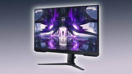 SAMSUNG Odyssey G3 monitor with blue/grey backdrop