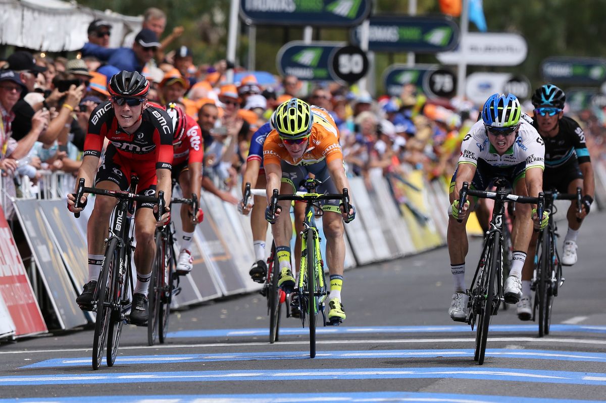 The close finish to stage 3 was won by Simon Gerrans who threw his bike over the line to claim the win