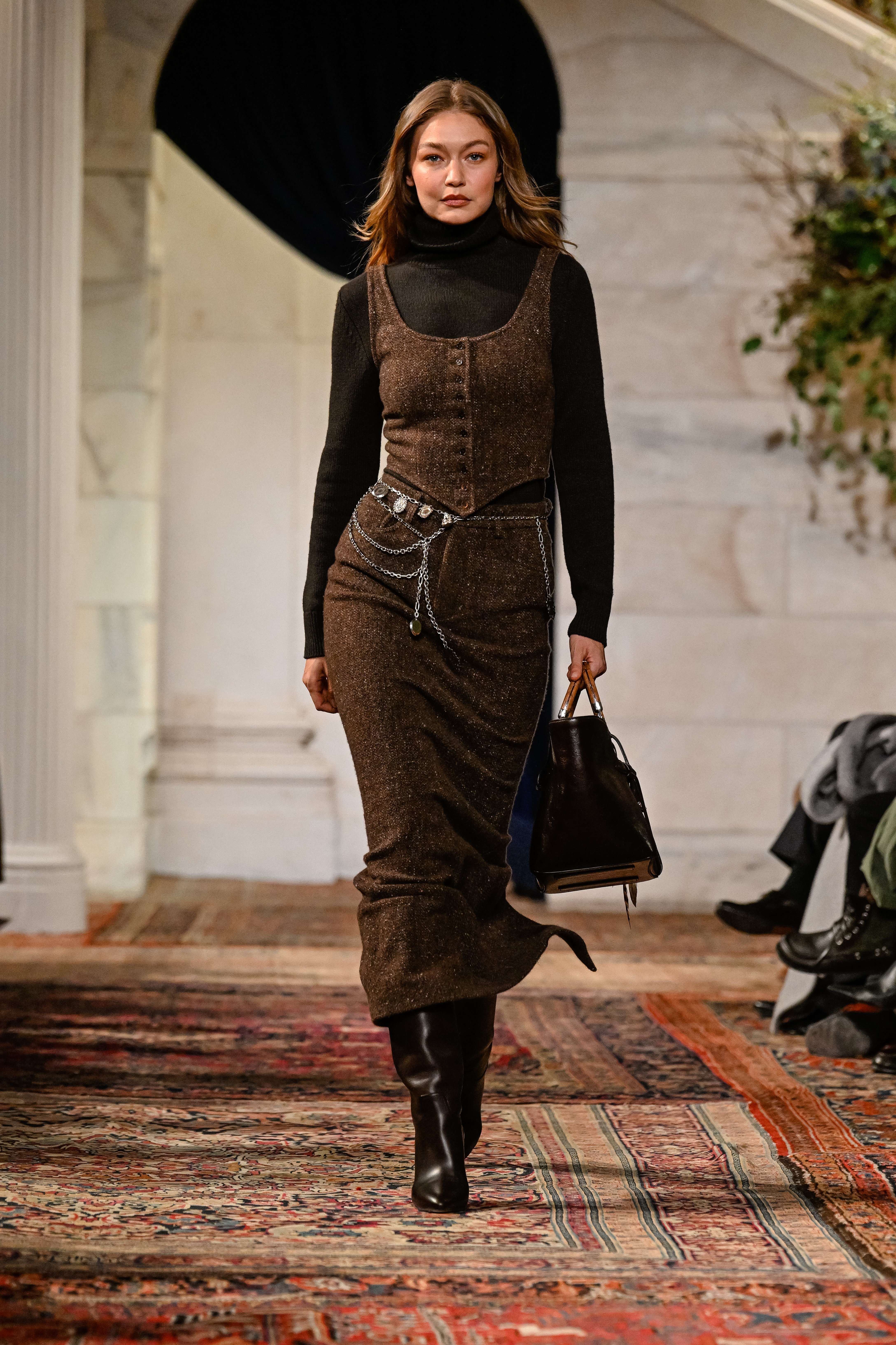 Gigi Hadid on the fall 2026 ralph lauren runway