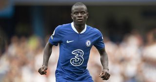 Liverpool target and Chelsea star N'Golo Kante during the Premier League match between Chelsea FC and Tottenham Hotspur at Stamford Bridge on August 14, 2022 in London, England.