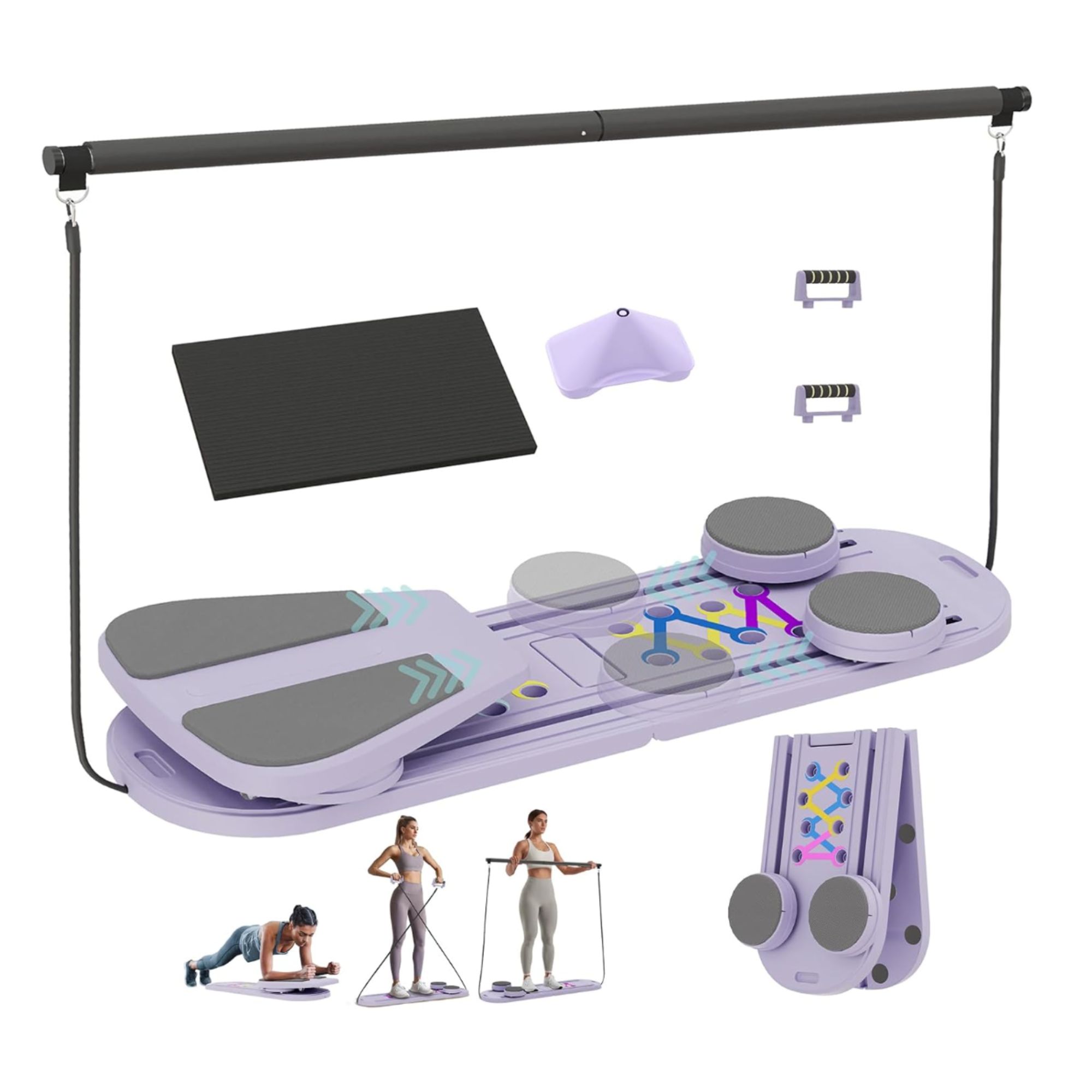 Gzooghome Pilates Board, 6 in 1 Pilates Reformer Set
