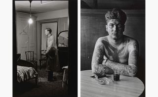 The Backwards Man in his hotel room, NYC, 1961, Jack Dracula at a bar, New London