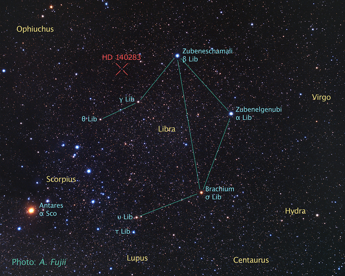 This is a backyard view of the sky surrounding the ancient Methuselah star, cataloged as HD 140283. Image released March 7, 2013.