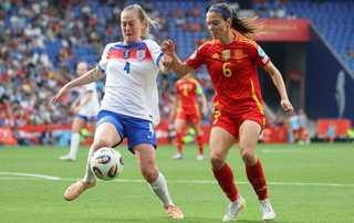 Aitana Bonmati and Keira Walsh play during the match between the women's national teams of Spain and England