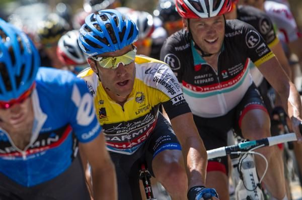 Christian Vande Velde (Garmin) working hard on the climb