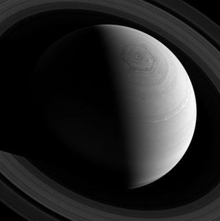 Saturn's Hexagon and RIngs