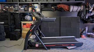 BowFlex Treadmill 10 shown from the side in a garage