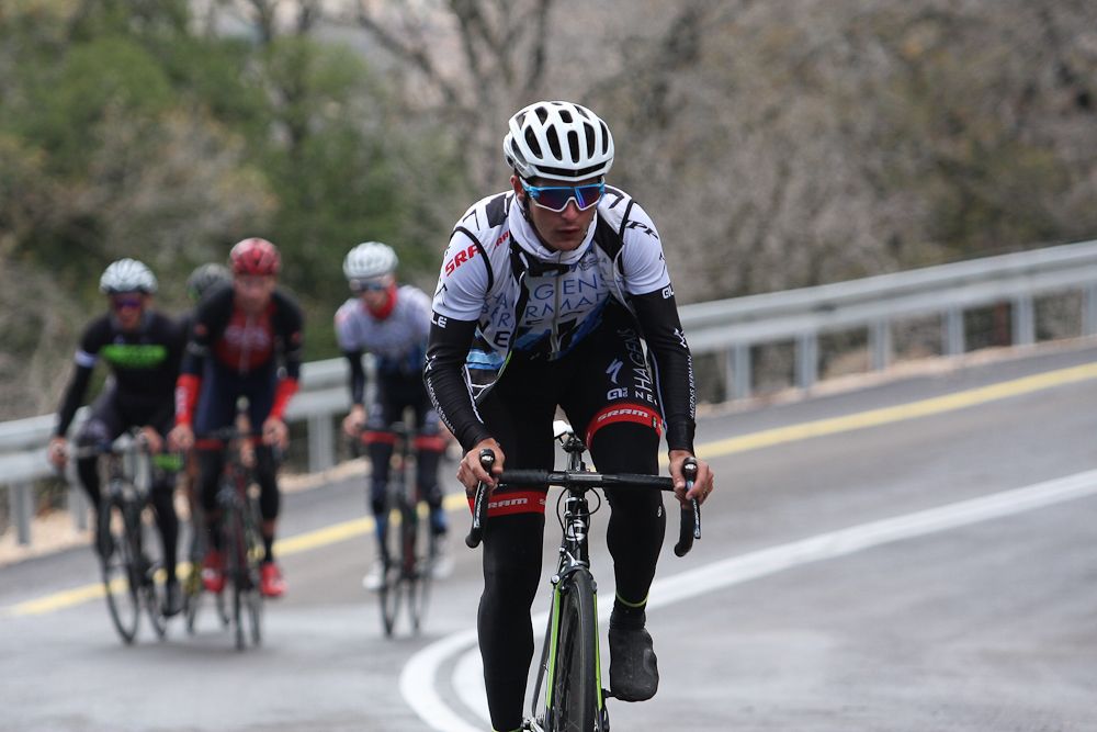 Tyler Williams leads the group up a climb.