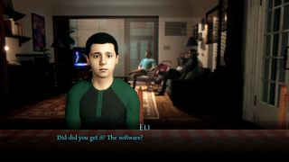 Shutter Story indie video game, a boy sits in a living room