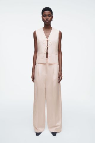 Relaxed Linen-Blend Wide-Leg Trousers