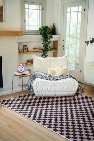 Chocolate Brown Checkered Rug