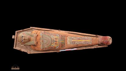 A mummy found at the necropolis in Philadelphia, Egypt. Some of the mummies had portraits of the deceased buried with them.