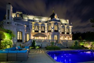 exterior of French style Schitt's Creek mansion in Canada