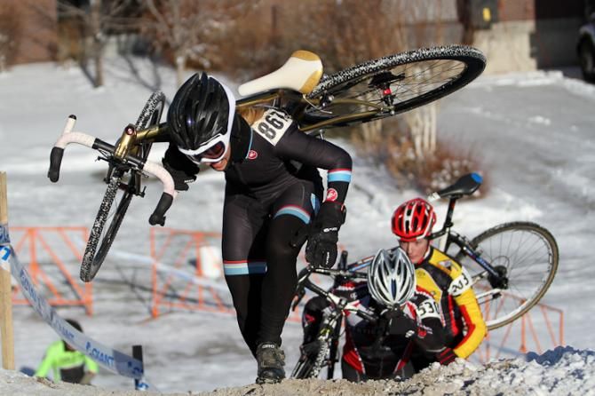 Tina Brubaker tackles the run-up. She finished ninth Sunday.