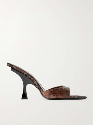 Ester Snake-Effect Leather Mules