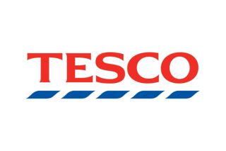 the Tesco logo in blue and red