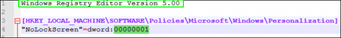 Top line should read Windows Registry Editor Version 5.00