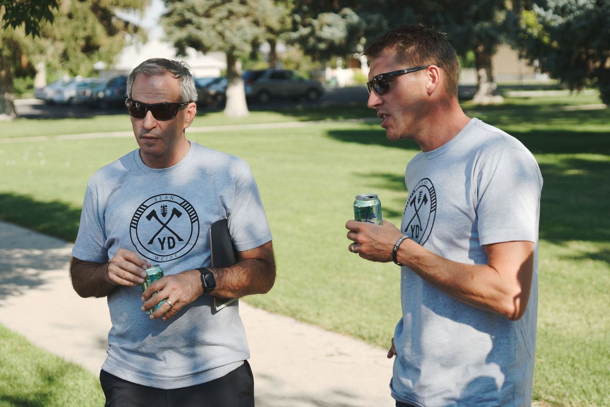 Steve Berman and Axel Merckx at the Tour of Utah earlier this month.