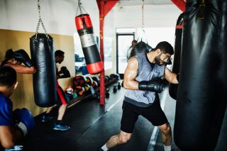 Boxing with punching bag