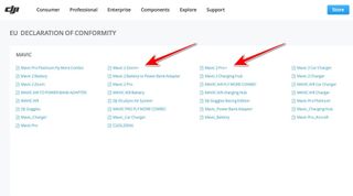 The DJI Mavic 2 Pro+ and DJI Mavic 2 Zoom+ are listed on a section on DJI's website