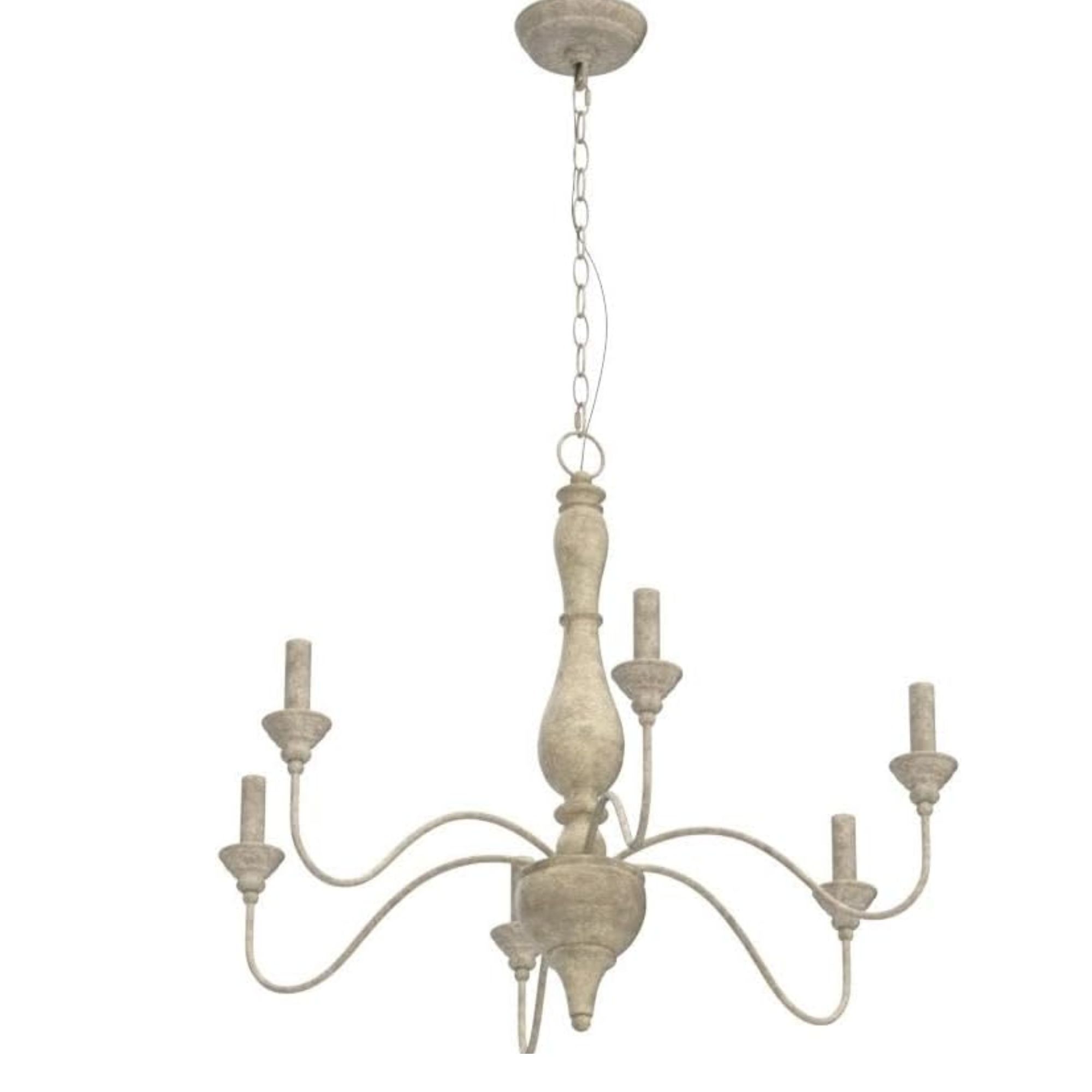 French country style distressed white chandelier 