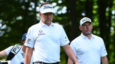 Ian Poulter and Lee Westwood during the first LIV Golf Invitational Series tournament in London