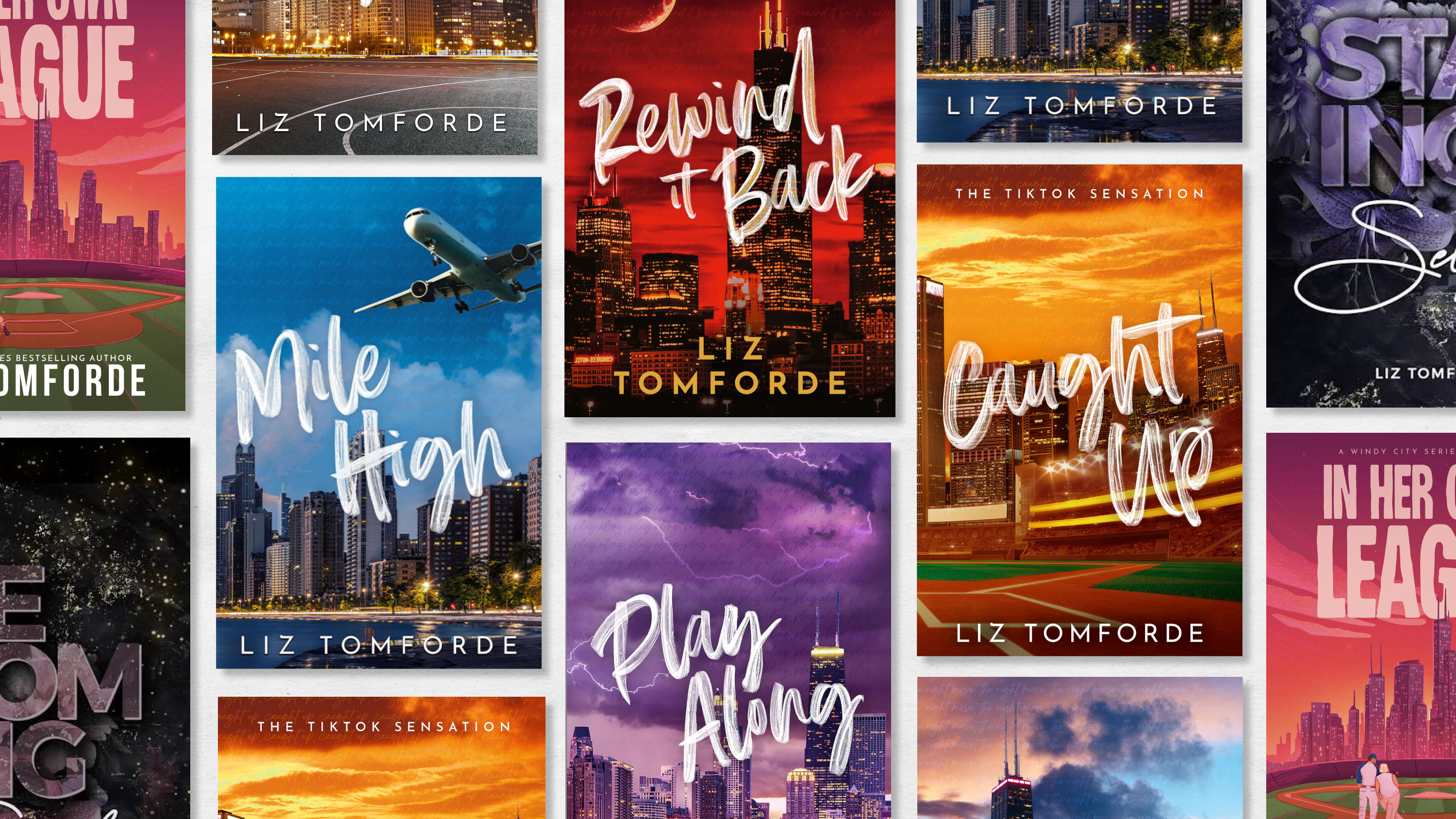 a collage of book covers of liz tomforde's books including the windy city series