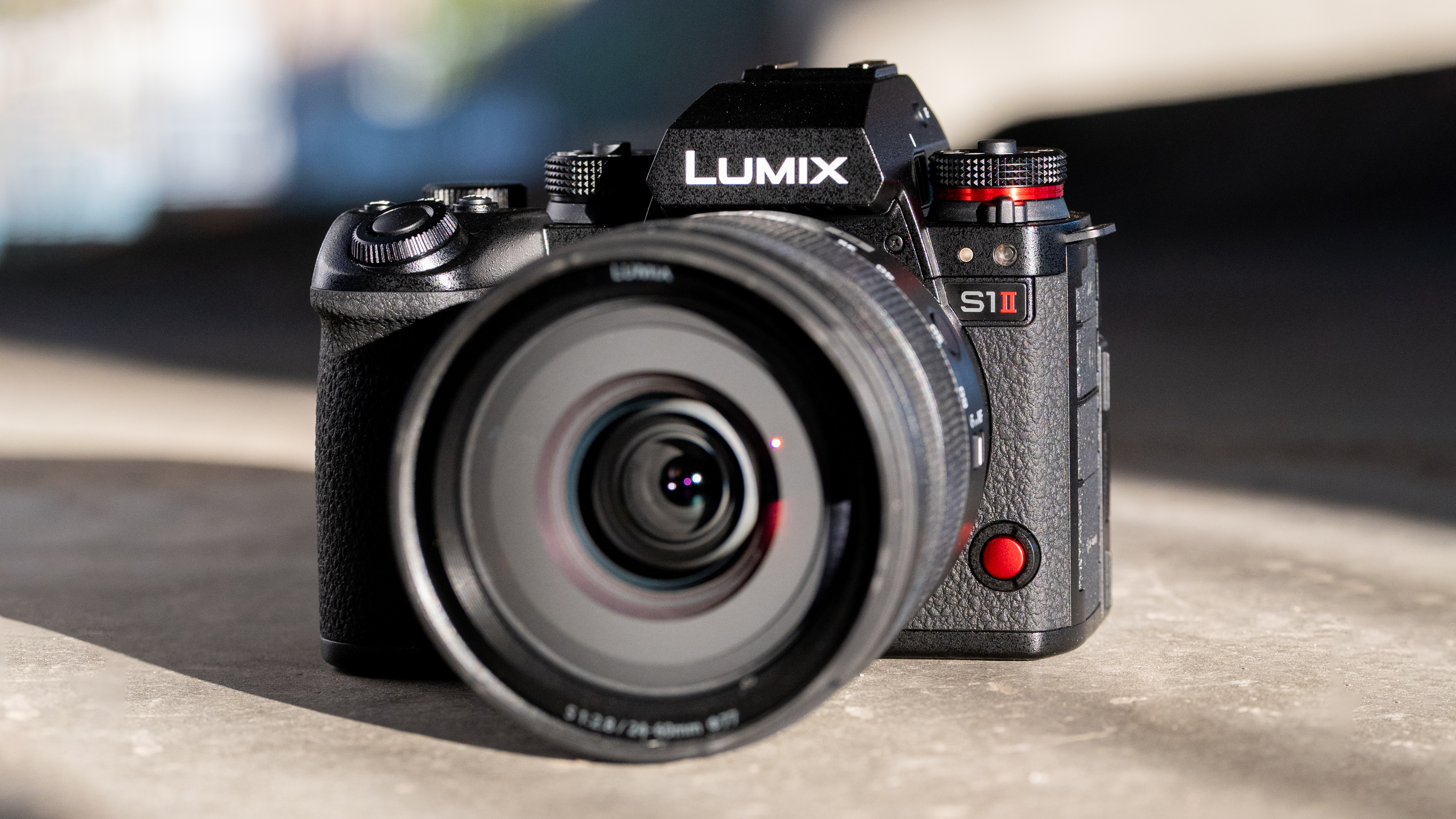Panasonic Lumix S1II camera in a beam of sunlight