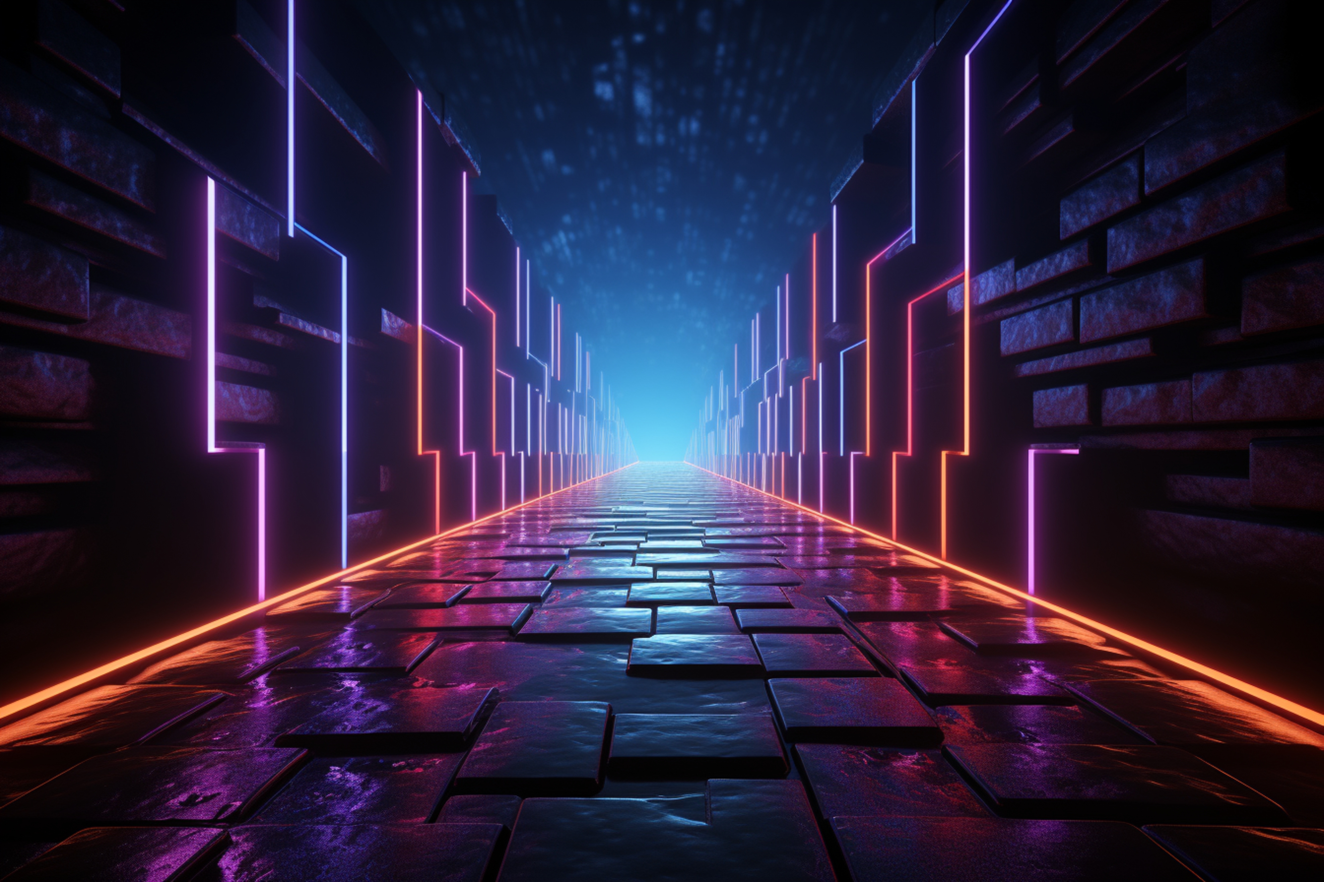 Futuristic void glows, a 3D gateway to sci-fi realms, immersive digital art.