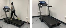 Image of the ProForm Pro 9000 treadmill and a woman running on the treadmill 