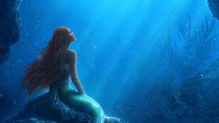 Halle Bailey as Ariel under water in The Little Mermaid
