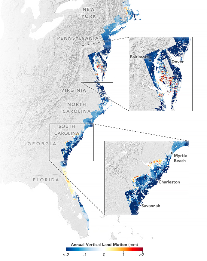 East Coast cities are sinking at a shocking rate, NASA images show ...