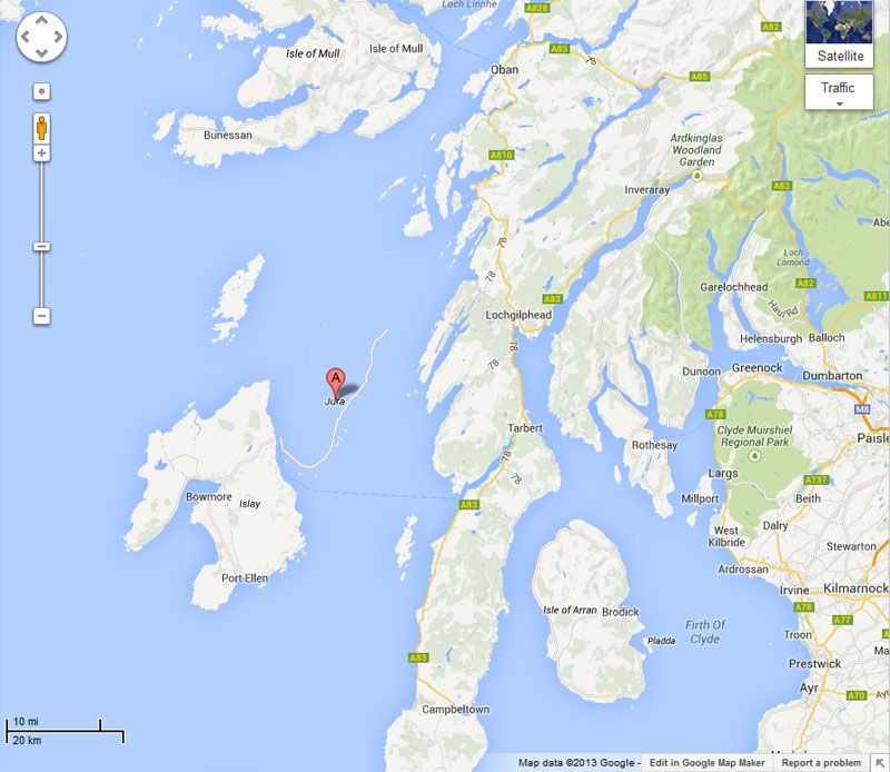 Scottish island of Jura missing from Google Maps