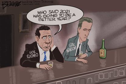 Political Cartoon U.S. cuomo newsom covid 2021