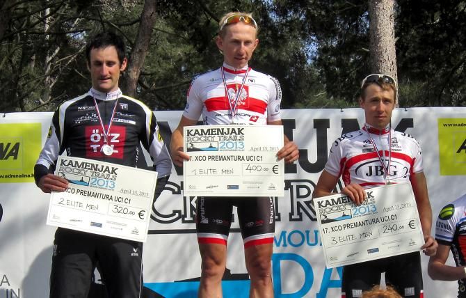 Marek Konwa atop the elite men's podium