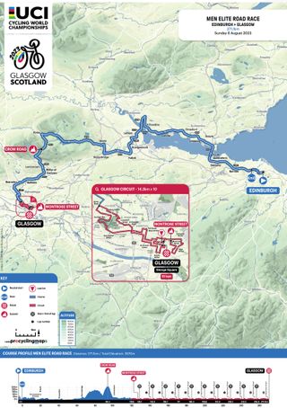 Maps and profiles for the road events at the 2023 UCI World Championships in Glasgow