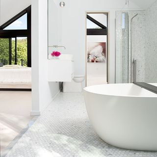 Bathroom with white bathtub