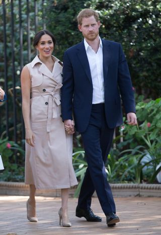 Prince Harry, Duke of Sussex and Meghan, Duchess of Sussex visit the British High Commissioner's residence to attend an afternoon reception to celebrate the UK and South Africa’s important business and investment relationship, looking ahead to the Africa Investment Summit the UK will host in 2020