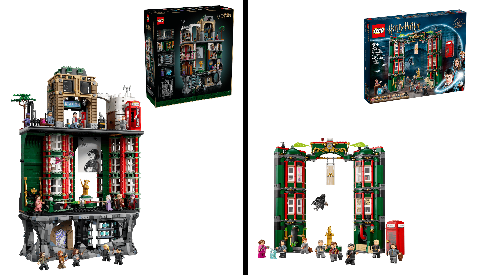 side by side of two different sets: Left - Lego Harry Potter Ministry of Magic Collector's Edition set, Right - Retired Lego Harry Potter Ministry of Magic set