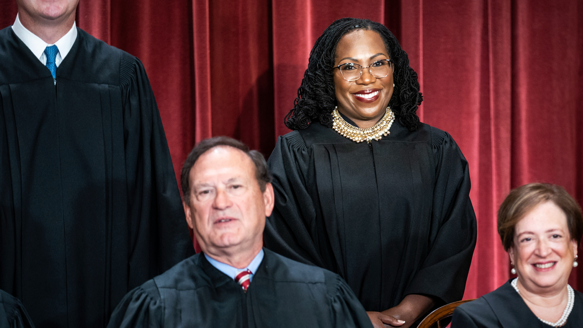 Supreme Court Justices Samuel Alito, Katanji Brown Jackson and Elena Kagan