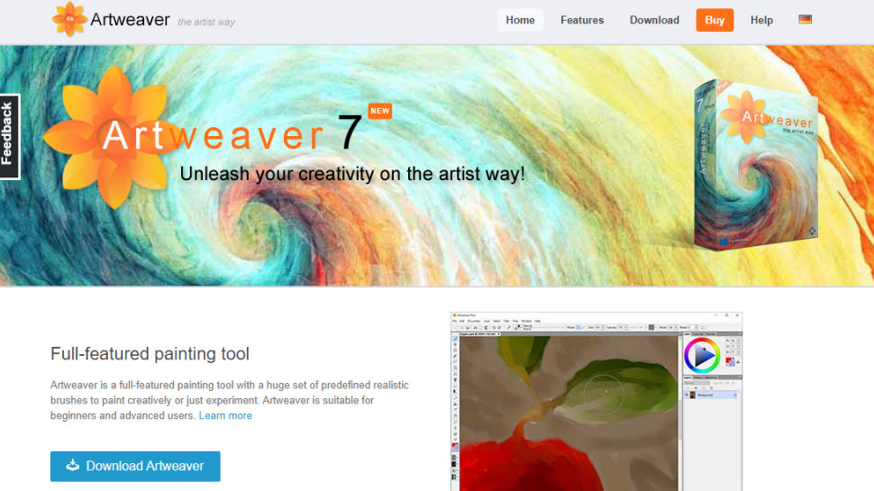 Artweaver website screenshot.