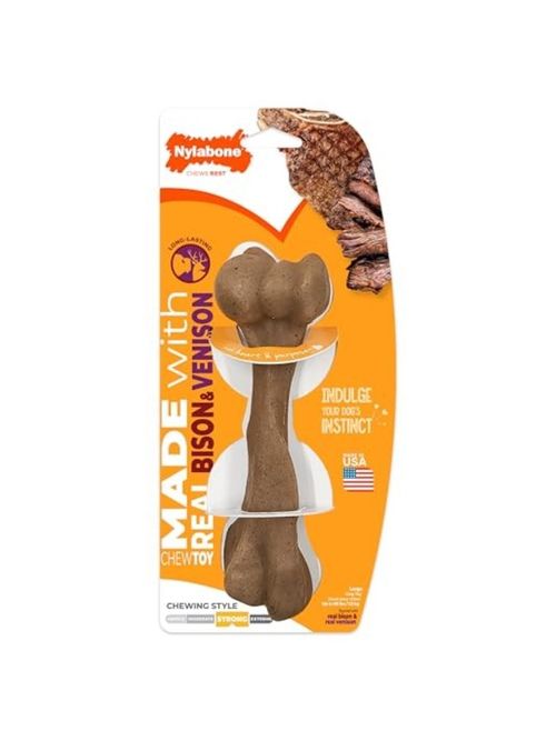 Nylabone Strong Chew Femur Bone Dog Toy Made With Real Bison & Venison