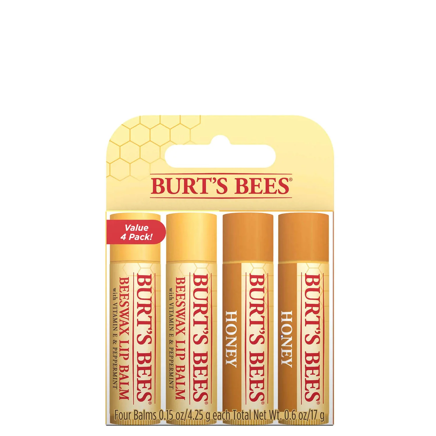 Burt's Bees Beeswax and Honey Lip Balm (4 Pack)
