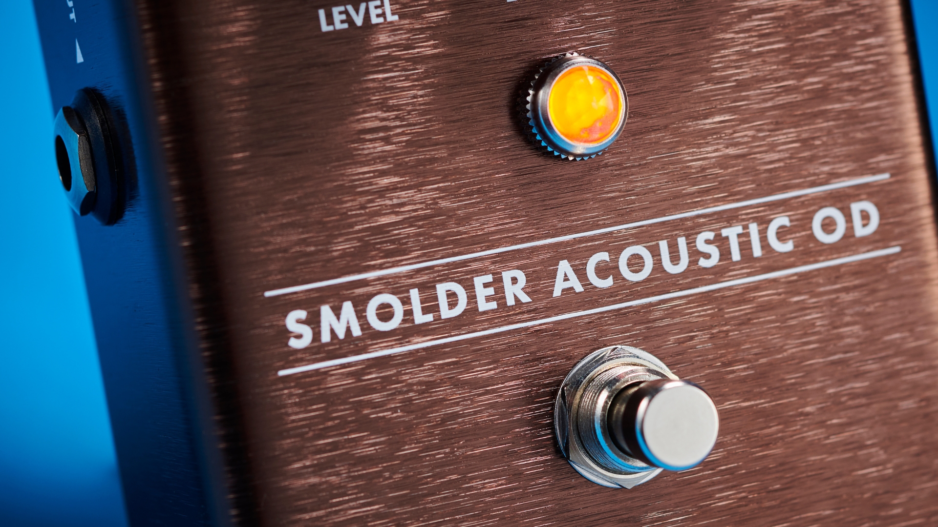 Close up of the Fender Smolder Acoustic Overdrive guitar pedal