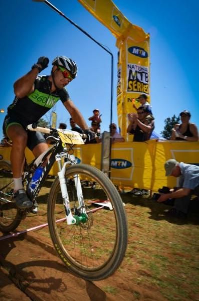 Kevin Evans savours his third successive victory.