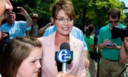 Sarah Palin speaks to the press while stopping in Philadelphia on her "One Nation" tour - a trip shrouded in mystery, making the potential GOP presidential candidate even more irresistible to