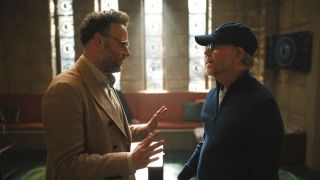 Seth Rogen speaking to Ron Howard in an episode of The Studio