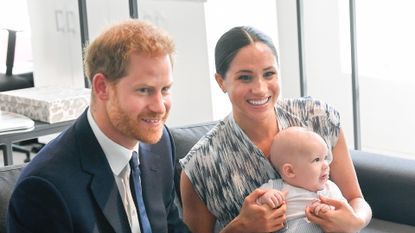 Prince Harry and Duchess Meghan of Sussex and their baby son Archie Mountbatten-Windsor meet Archbishop Desmond Tutu and his daughter Thandeka Tutu-Gxashe at the Desmond & Leah Tutu Legacy Foundation during their royal tour of South Africa on September 25, 2019 in Cape Town, South Africa
