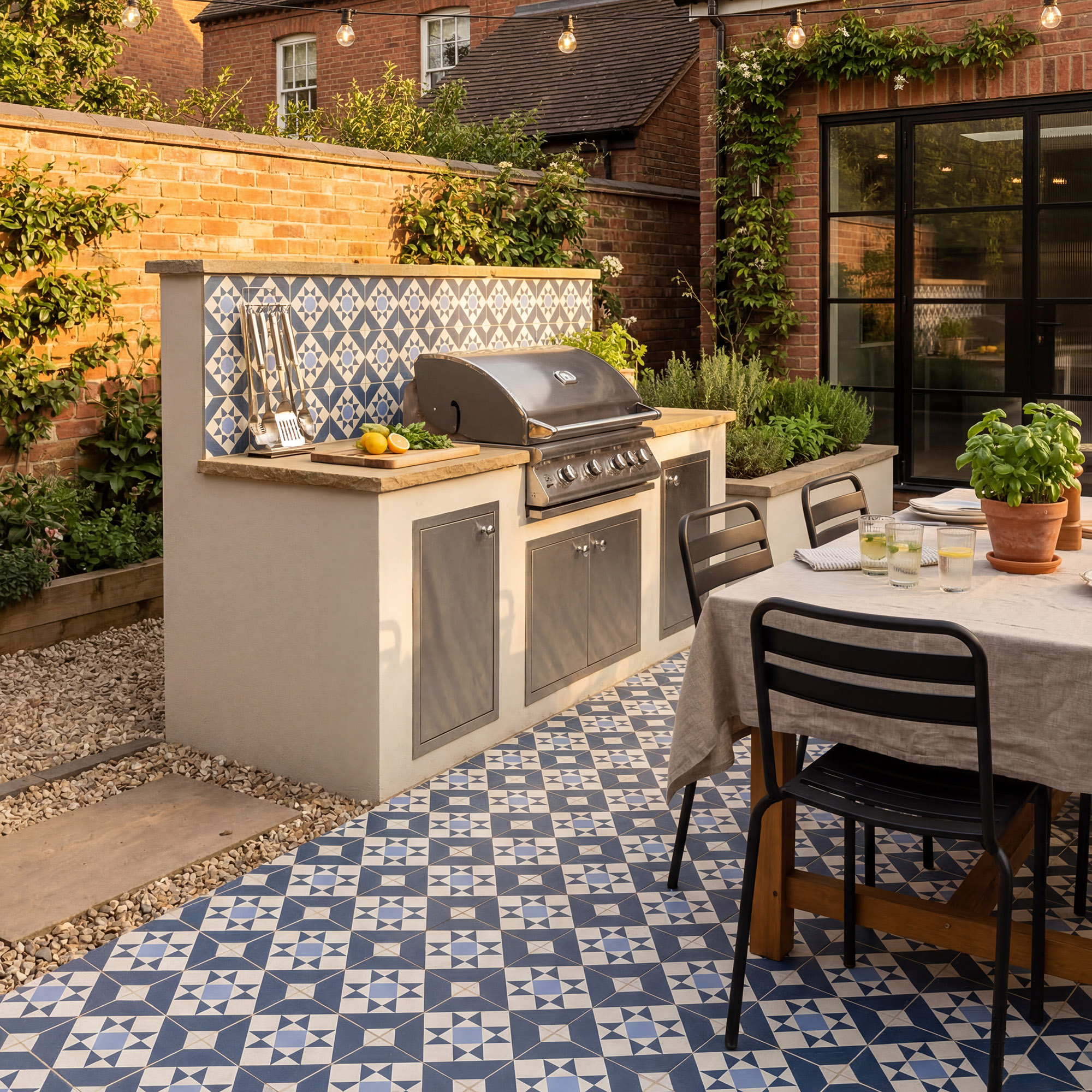 Baked Tiles outdoor kitchen